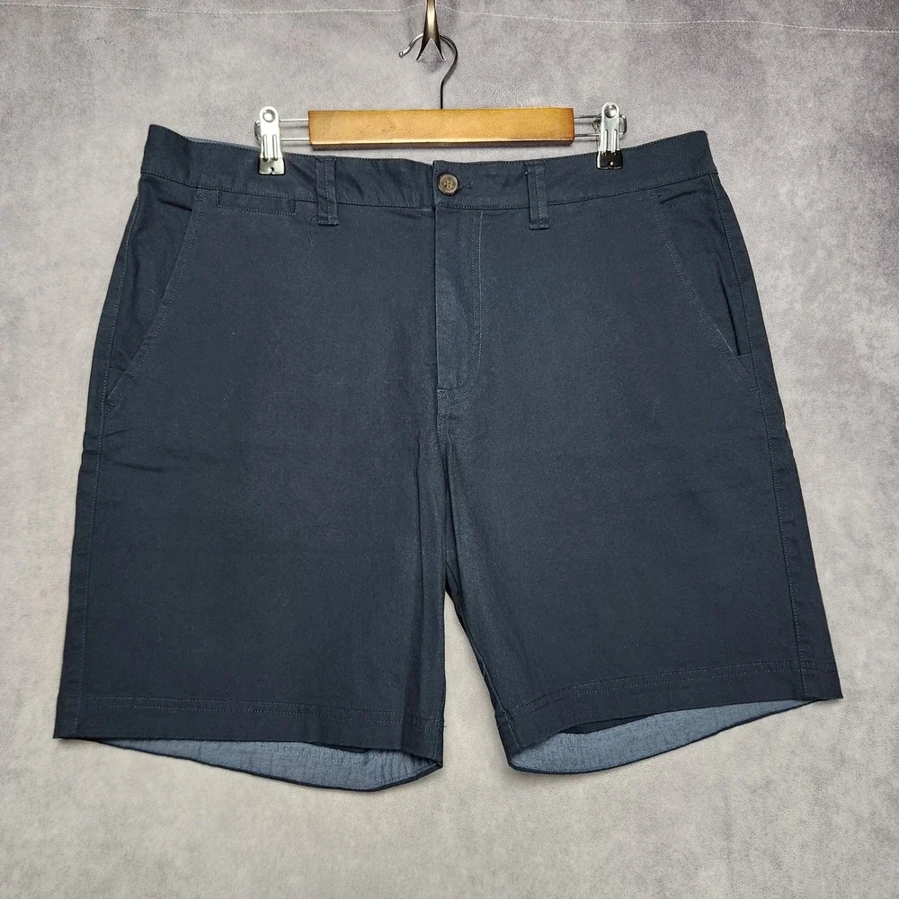 Flag & Anthem Mens Navy Blue Chino Shorts Size 34 CORESH409 Stretch‎ Flat Front
